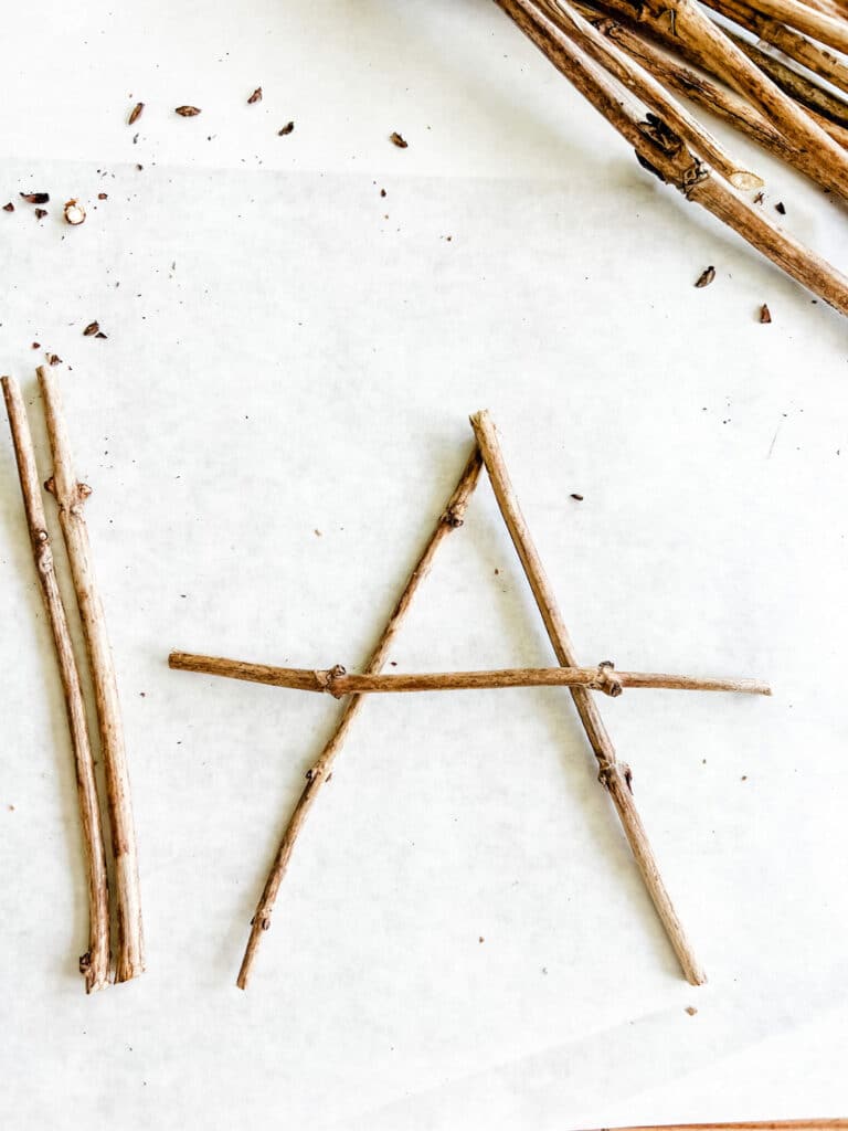Twigs, forming an A