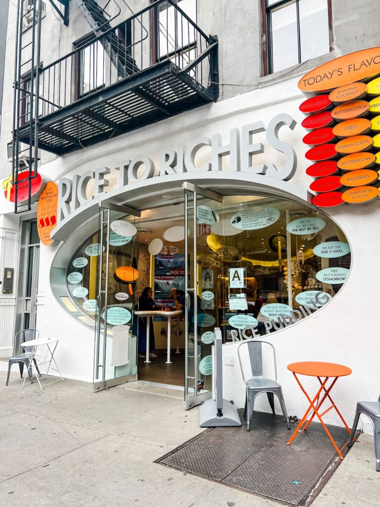 A street view of Rice to Riches in Manhattan's Soho neighborhood.