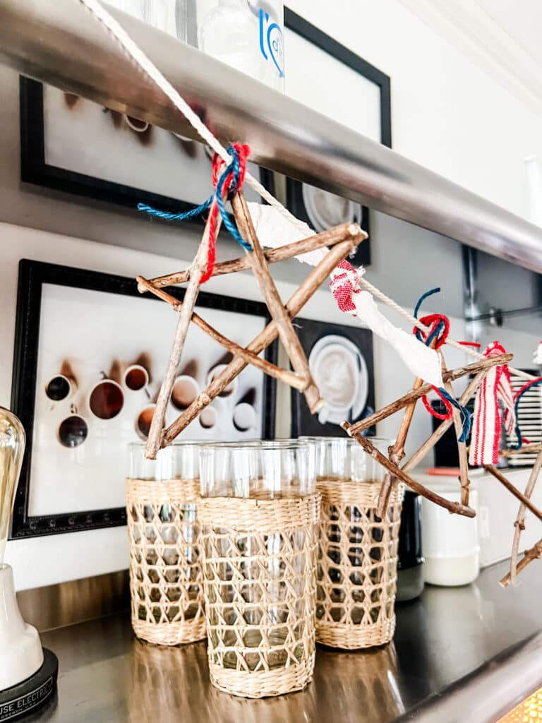 Easy DIY Hydrangea Twig Stars to make a garland to use on the coffee bar, glassware,  art 