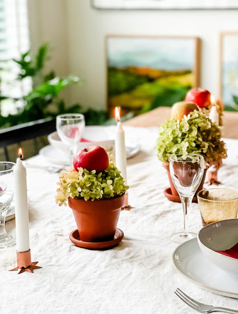 How to Make a Fall Centerpiece with Apples & Hydrangeas
