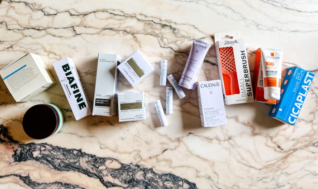 Favorite French Pharmacy Finds on marble table