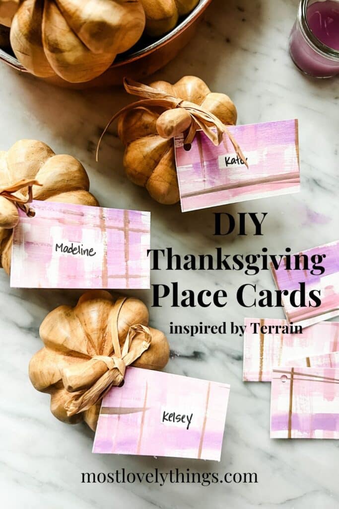 Make These Pretty Place Cards for Thanksgiving and tie to a teak pumpki