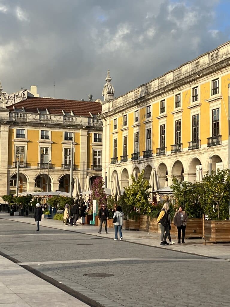 All the buildings that surround the plaza at Praca do Commercio are yellow - especially pretty during the golden hour.
