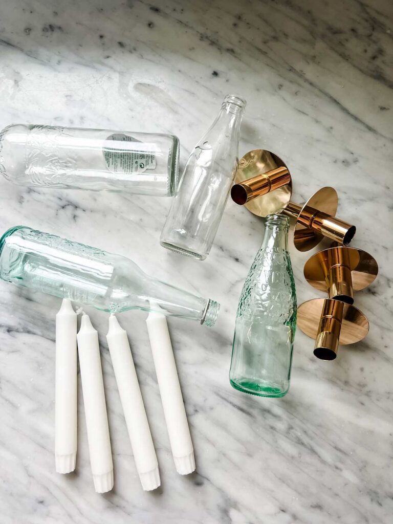 bottles, candles, wine bottle toppers 