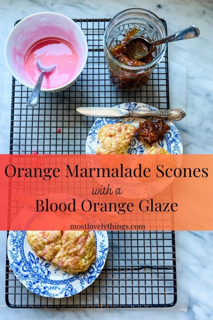 Make these Orange Marmalade Scones with a pink glaze from blood oranges 