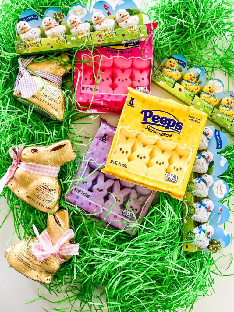 Peeps, Lindt chocolate bunnies, and chicks 