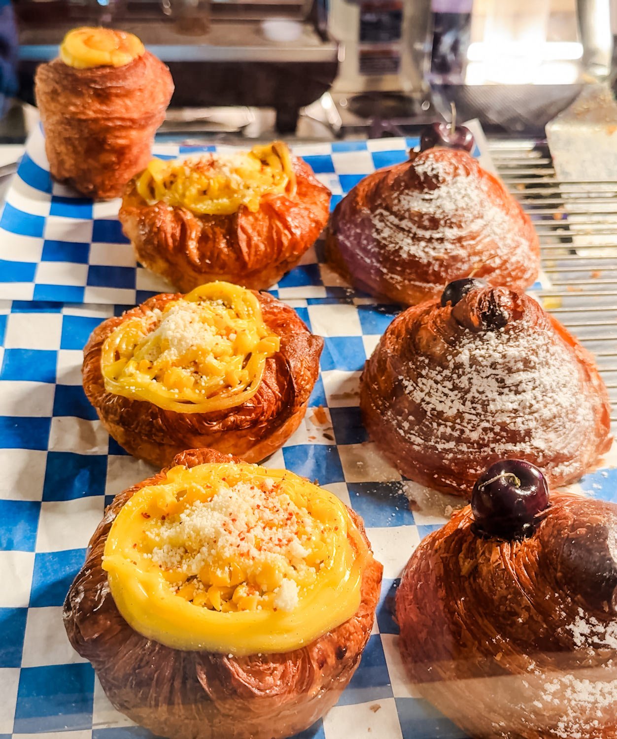 Pastries behind the counter at Claude Bakery in New York City.