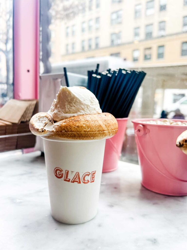 Glace by Noglu hot chocolate with toasted meringue and a big dollop of cream on top went viral this winter.