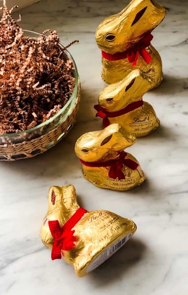 Lindt Chocolate Bunnies with red bow