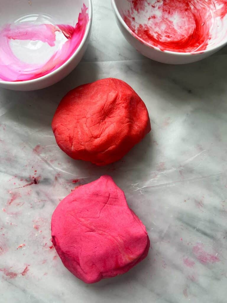 Easy Valentine's Day Shortbread Cookies using pink and red dough.