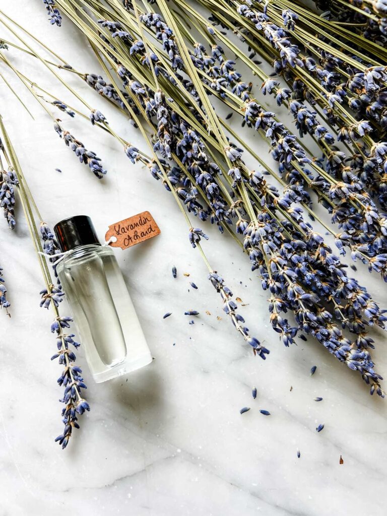 Pure lavender oil and fresh lavender from the fields of Provence, France.
