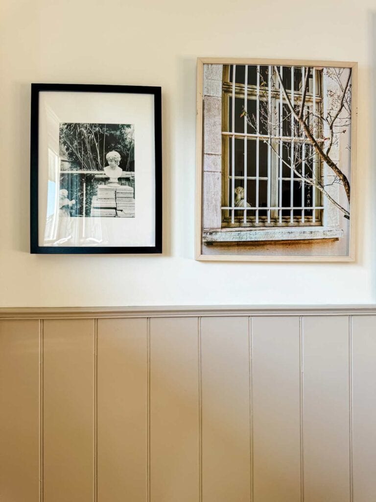 photographs from a recent trip to France enlarged at Wallgreens and we repurposed  frames. 