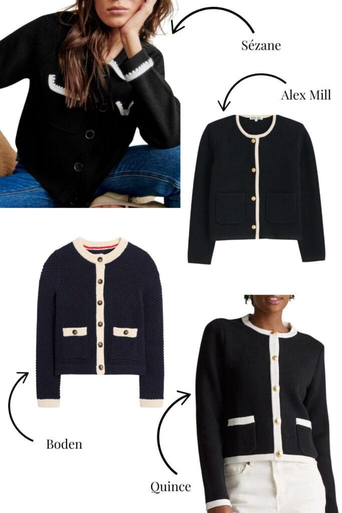 Four types of parisian inspired sweaters.