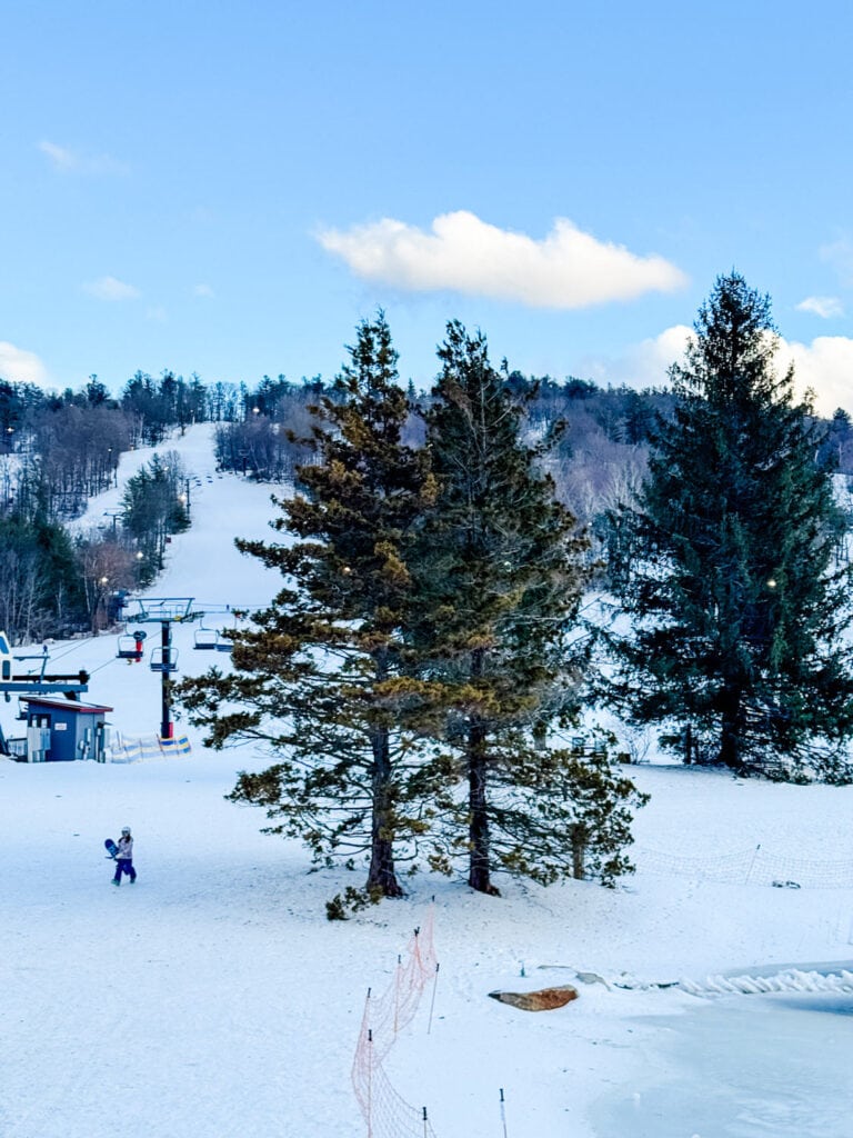 Looking up the hill at the end of the day at Mohawk Mountain.