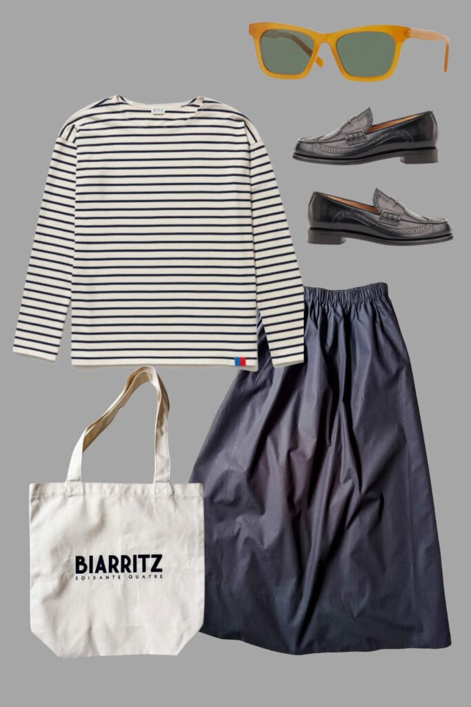 Poplin skirt, tote, Kule tee.