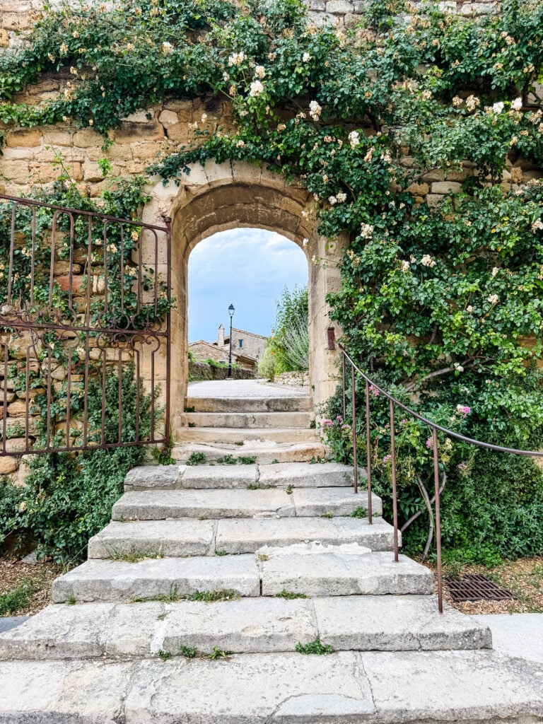 This is a pathway in the small village of Grignan, France, that leads to the church that sits atop the hill of the village.