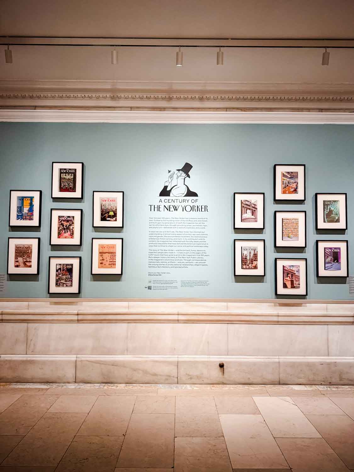 A Century of The New Yorker is an exhibit at the New York Public Library chronicling The New Yorker Magazine over the last 100 years.