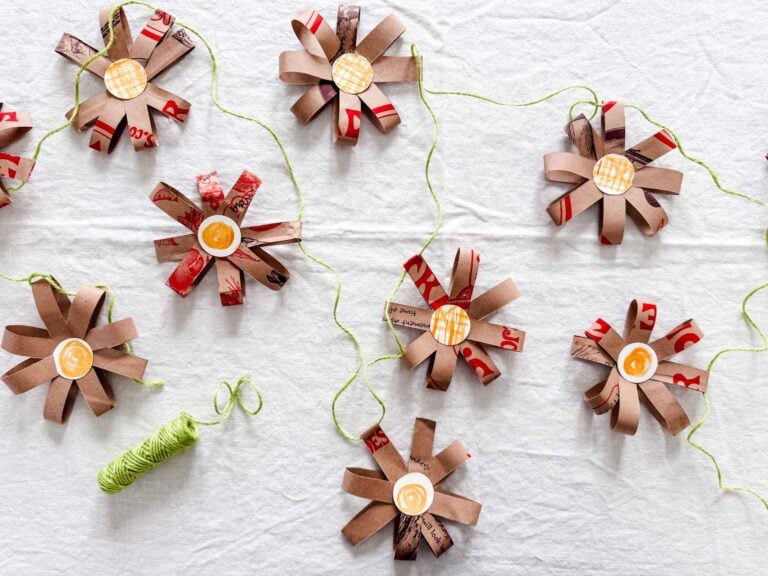 Paper Bag Flower Garland (Using a Trader Joe’s Bag)