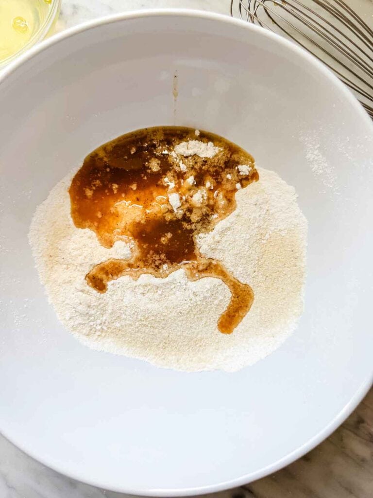 Browned butter is added to the dry ingredients for making classic French financier cakes.