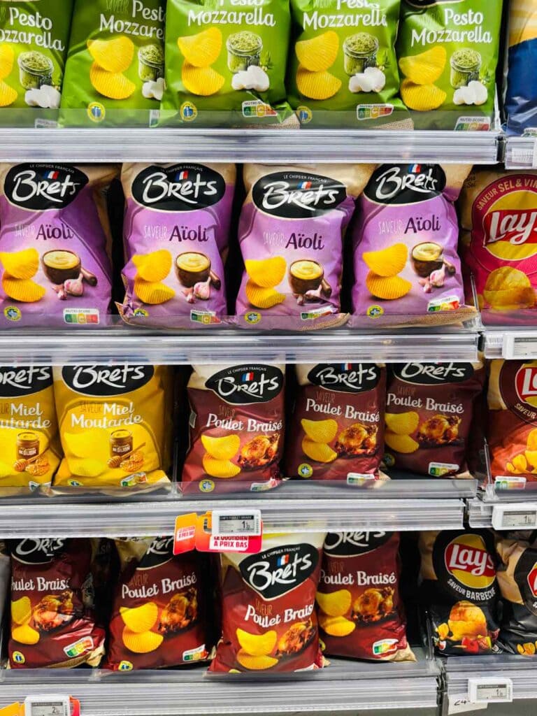 Brets is another brand of flavored with potato chips like roasted chicken, mustard, aioli and even barbecue.