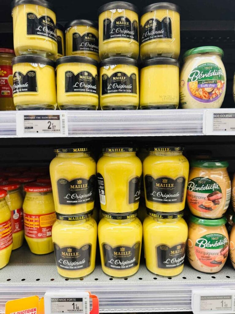 Digon mustard, from brands that don't make their way to the United States can also be found in many grocery stores in France.