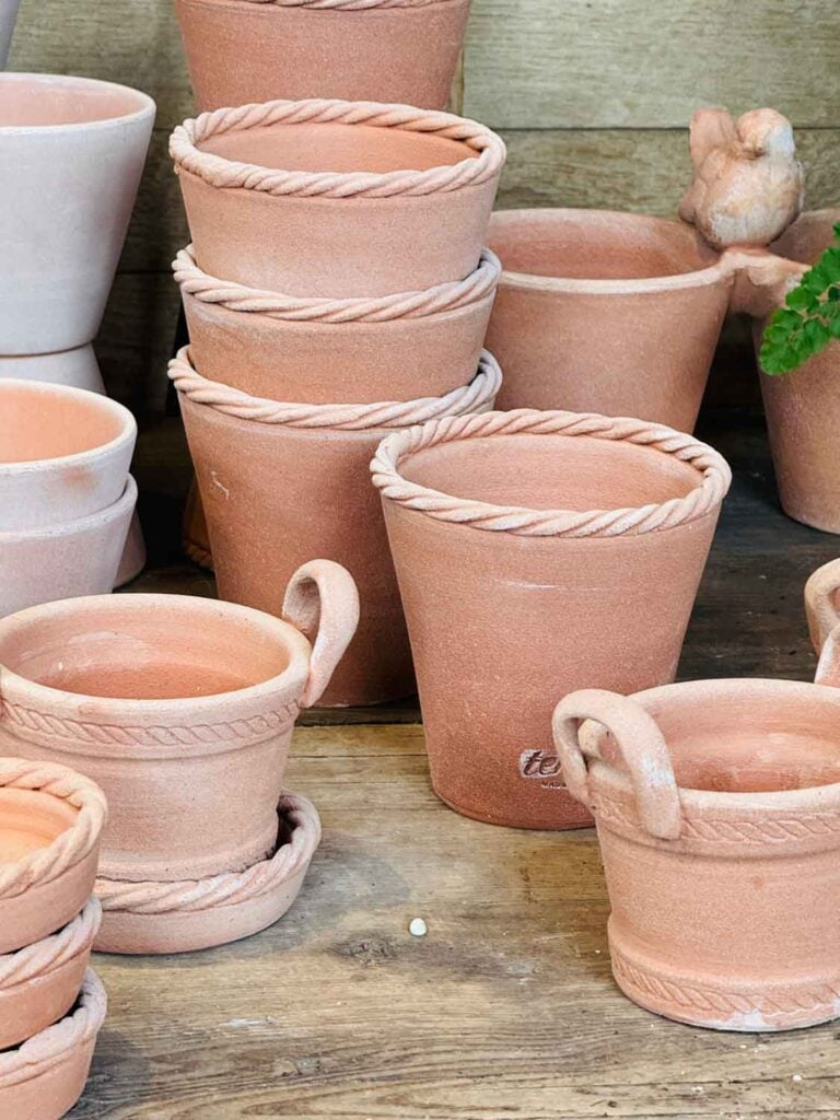 Rope rimmed Galestro pots. 