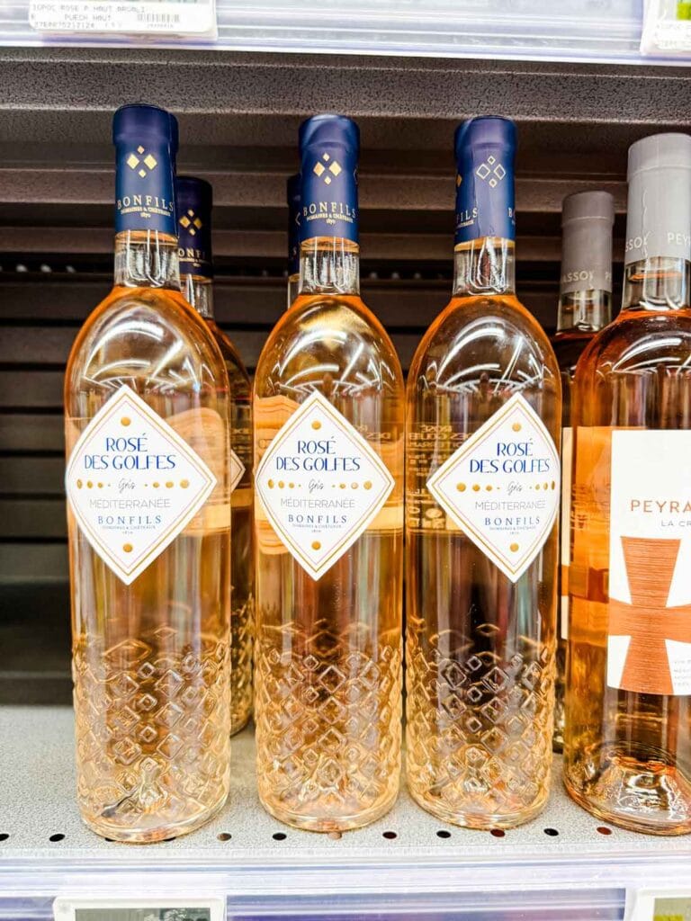 Rose des Golfes is a vineyard in France that offers a rose wine in a very decorative etched-glass bottle.
