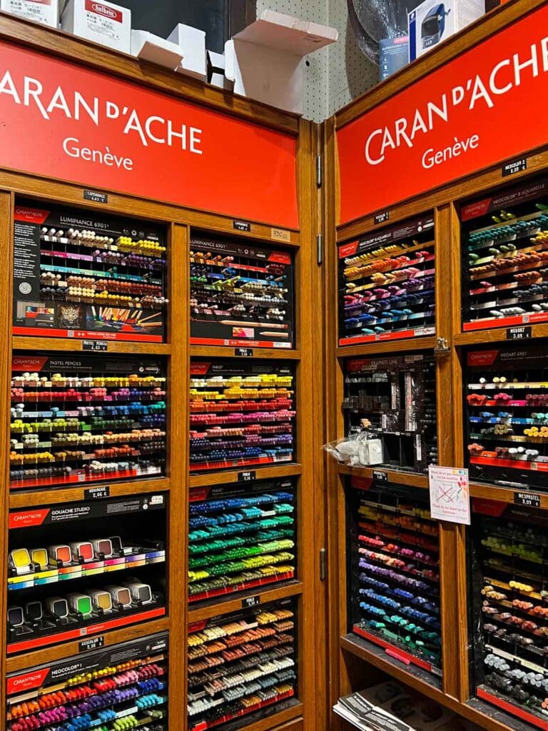 The Sennelier art supply store in Paris has all kinds of paints and every color imaginable..