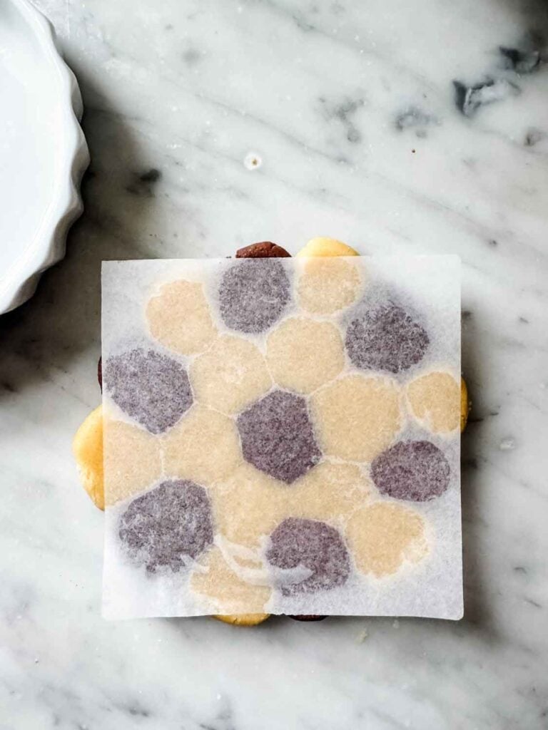 Vanilla and chocolate cookie dough, small dough balls