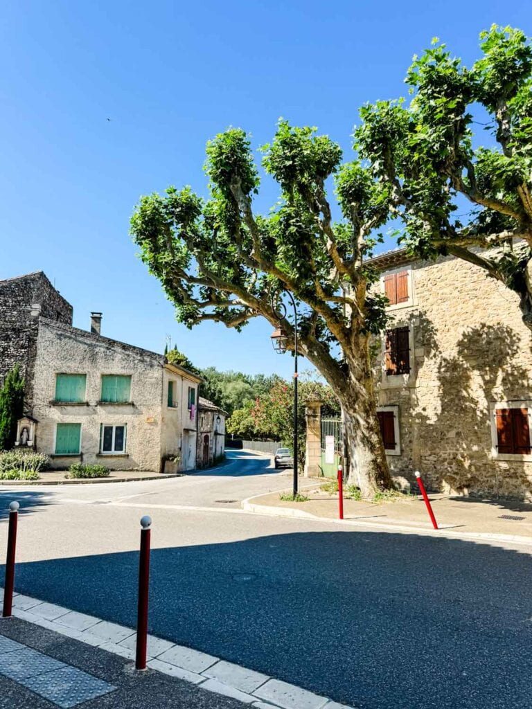 An empty street in the village of Richerenches, France, in early summer. 