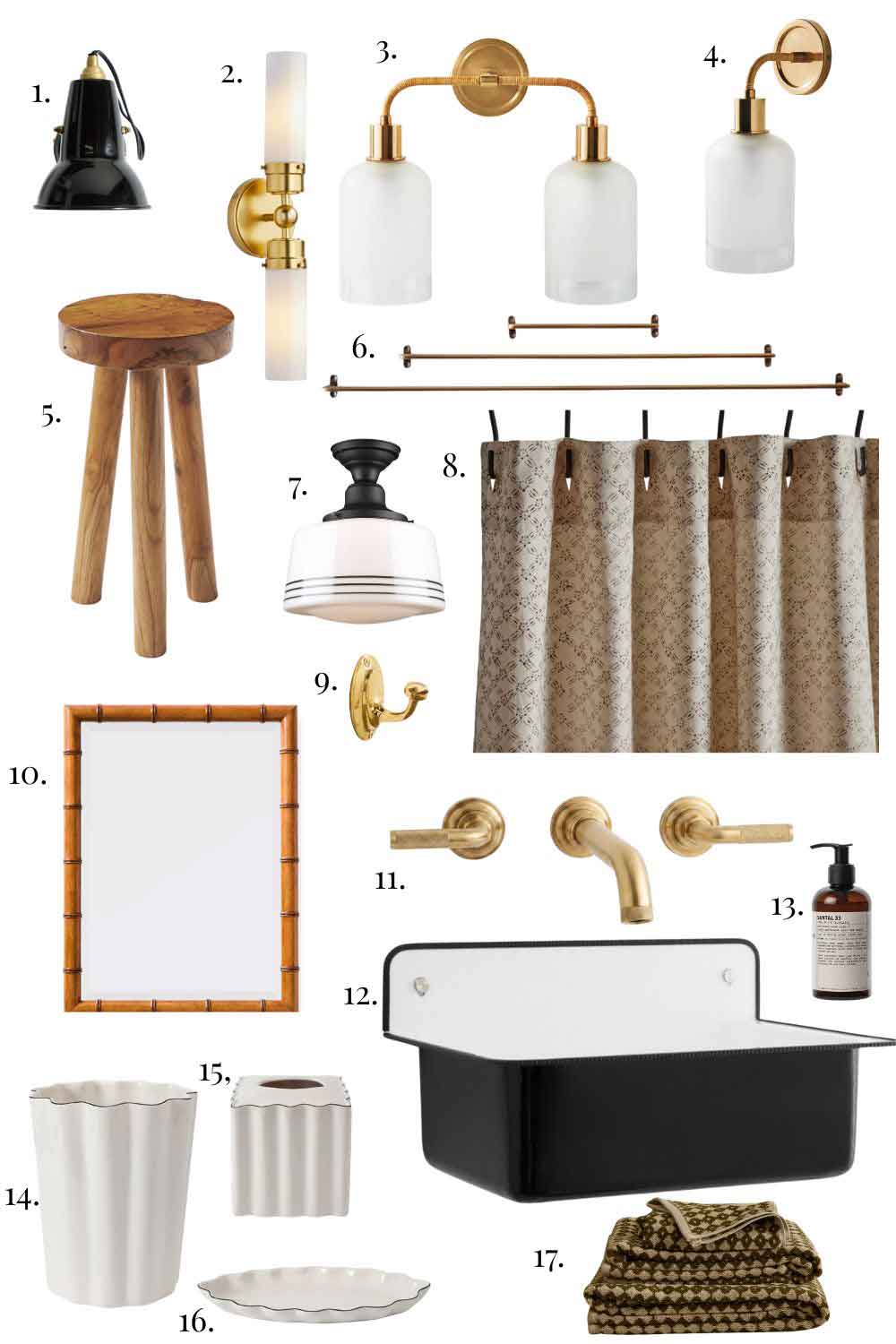 Graphic with timeless bathroom items.