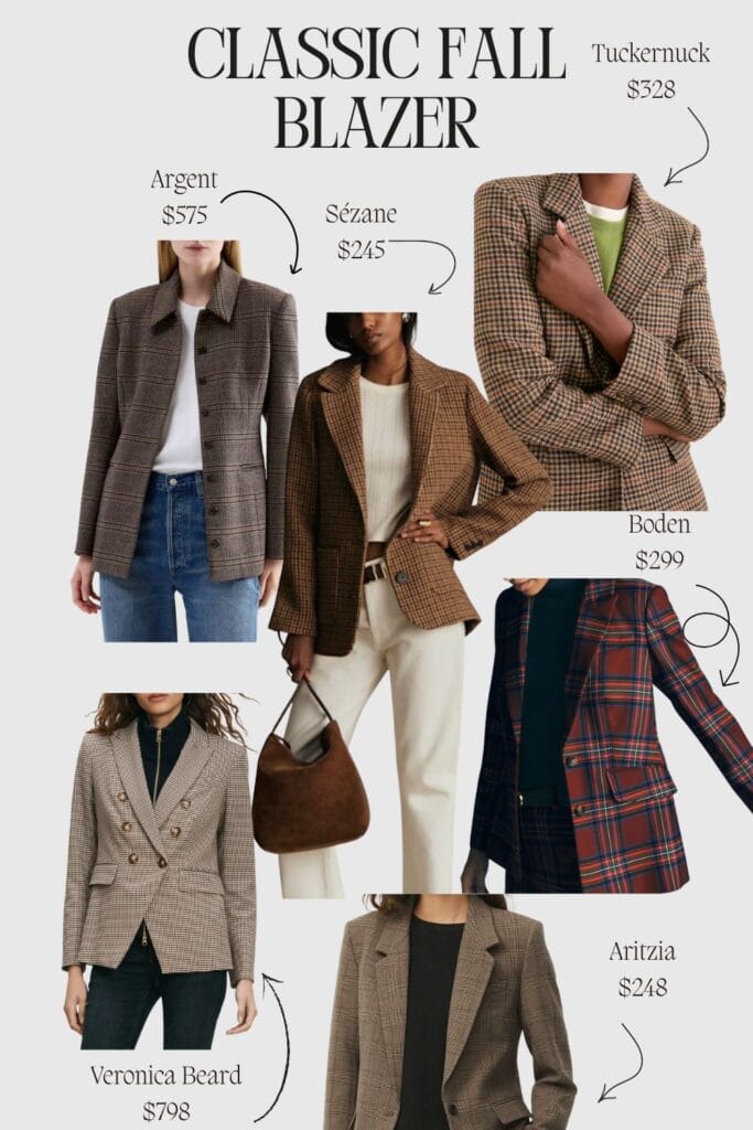 A collage of fall jackets in a graphic that states the brand and the price.