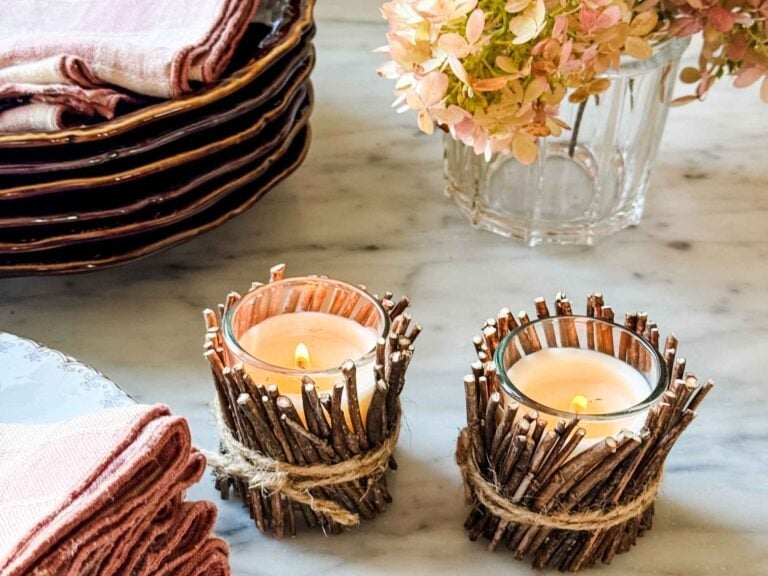 DIY Twig Votive Holders + Thanksgiving Table