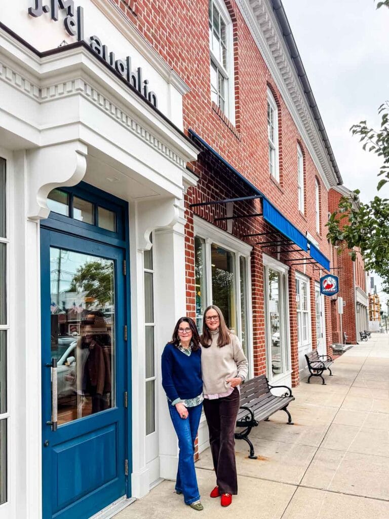 Annie Diamond and Suzanne Brannan outside J.McLaughlin shop in Darine, CT.